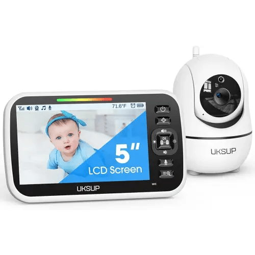 Baby Monitor with Camera and Audio - 5” Display Video Baby Monitor with 29 Hour Battery Life, Remote Pan & Tilt, 2X Zoom,Auto Night Vision, 2 Way Talk, Temperature Sensor,Lullabies,960 Feet Range