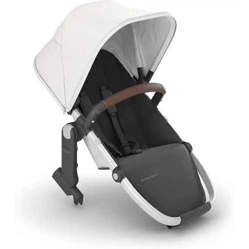 UPPAbaby RumbleSeat V2+ Second Lower Seat/Compatible with Vista 2015-2019 and Vista V2 / Adapters, Bumper Bar, Bug Shield Included/Bryce (White Marl/Silver Frame/Chestnut Leather)