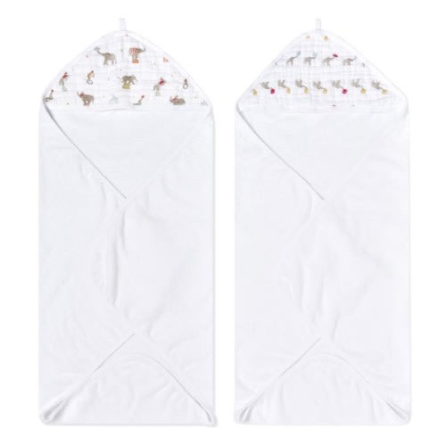 Aden and Anais cotton muslin hooded towels 2 pack