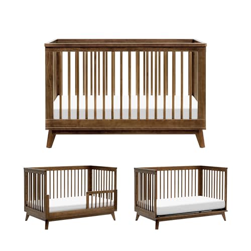 Babyletto Scoot 3-in-1 Convertible Baby Crib - GREENGUARD Gold Certified - Convertible Crib to Toddler Bed and Daybed - Baby Bed with 4 Adjustable Heights - Wooden Crib - Natural Walnut