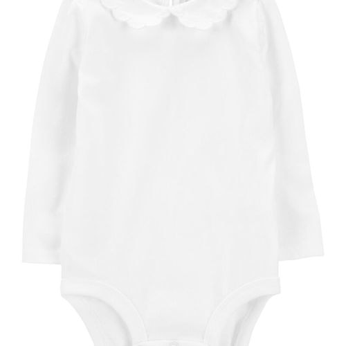 White Baby Embroidered Peter Pan Collar Bodysuit | oshkosh.com