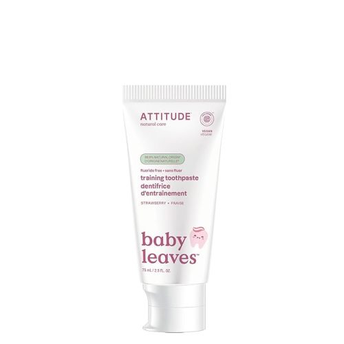 Attitude Baby and Child Fluoride-Free Training Toothpaste, EWG Verified, Naturally Derived Ingredients, Vegan, Strawberry, 2.6 Oz