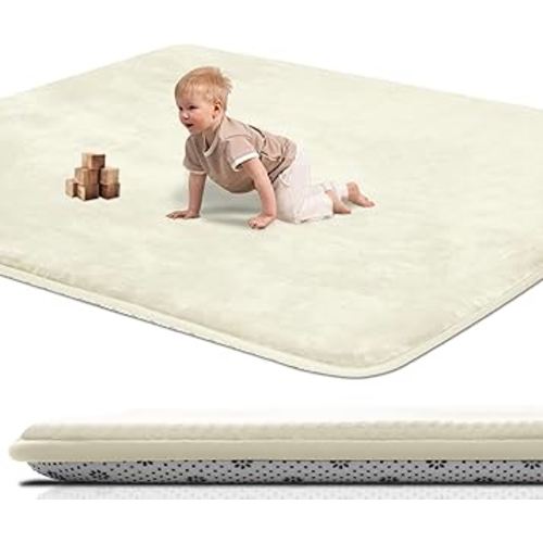 Thick Baby Play Mat for Floor,Padded Foam 47x47 Playpen Mat,Ultra Soft Support & Plush Feel Nursery Rug,Non Slip for Toddler,Infants,Kids Play,Yoga,Baby Crawling,Tummy Time (Beige)