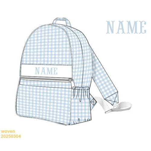 Custom Quilted Backpack - Classic Blue Gingham