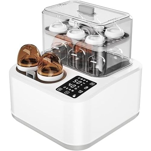 Baby Bottle Warmer,8-in-1 Smart Fast Baby Milk Warmer with LCD Timer for Breastmilk or Formula, Accurate Temperature Control, with Defrost, Sanitizer and Dryer, Keep, Heat Baby Food Jars