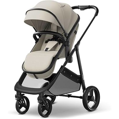 Mompush Wiz 2-in-1 Convertible Baby Stroller with Bassinet Mode - Foldable Infant Stroller to Explore More as a Family - Toddler Stroller with Reversible Stroller Seat
