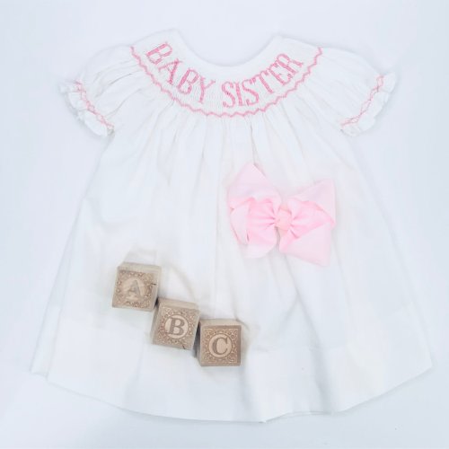 Baby Sister Smocked Dress - Coordinating Big Brother & Big Sister outfits, Gender reveal, Home from Hospital outfit, Baby girl, 283 *E