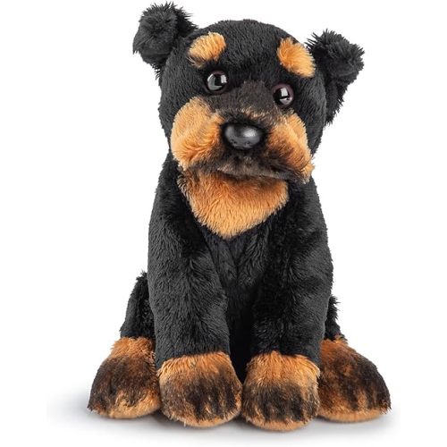 DEMDACO Rottweiler Dog Black and Tan 6 x 5 Inch Polyester Plush Beanbag Stuffed Animal
