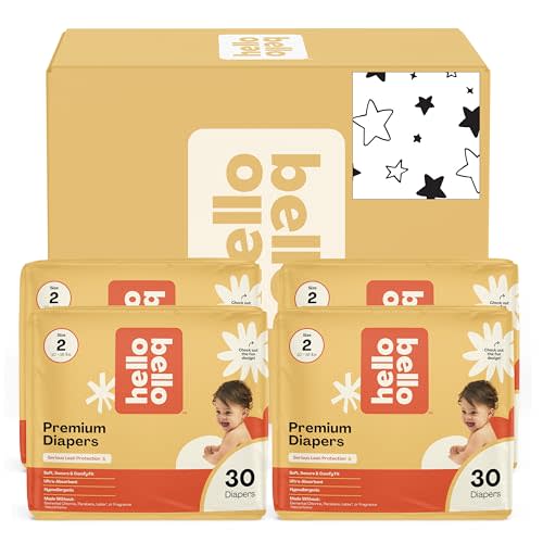 Hello Bello Diapers, Size 2 (10-16 lbs) Superstars - 120 Count Value Pack of Premium Disposable Baby Diapers, Hypoallergenic with Soft, Cloth-Like Feel