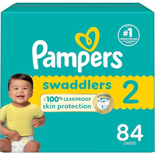 Pampers Pañales para bebés - Swaddlers - Tamaño 2, 84 unidades, pañal desechable ultra absorbente para bebés