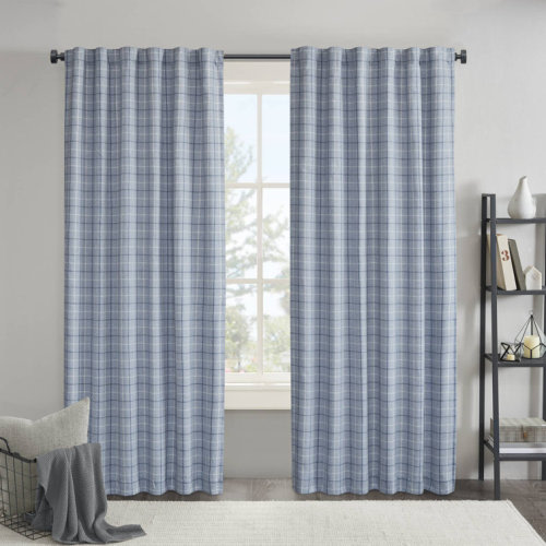 Anaheim Woven Plaid Room Darkening Thermal Fleece Lined Single Curtain Panel