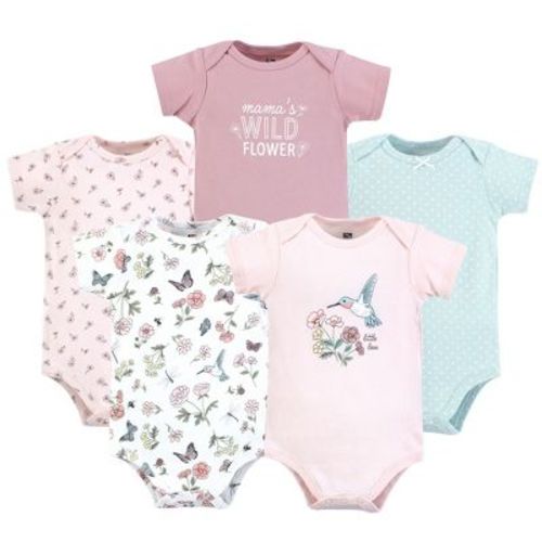 Hudson Baby Infant Girl Cotton Bodysuits, Hummingbird Garden, 12-18 Months