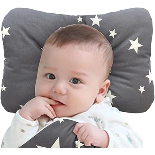 Soft Hypoallergenic Baby Head & Neck Support Organic Cotton Cover Machine Washable (Stardream Grey)