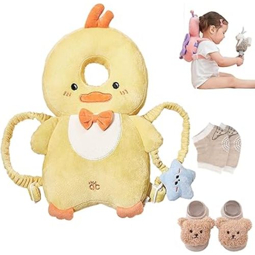 Baby Walker Head Protector Backpack Wear,Toddler Adjustable Baby Head Protection Backpack for Safety Baby Learning Walking Crawling (Chicken)
