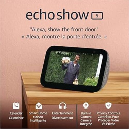 Amazon Echo Show 5 (newest model), Smart display with deeper bass and clearer sound, Charcoal