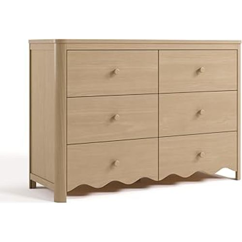 Storkcraft Casablanca 6 Drawer Dresser (Driftwood) – GREENGUARD Gold Certified, Sturdy Dresser for Nursery Bedroom with Spacious Storage, Interlocking Drawer System, Pre-Installed Tracks