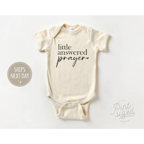 Little Answered Prayer Baby Onesie® - Cute Religious Natural Bodysuit - Christian Baby Onesie®