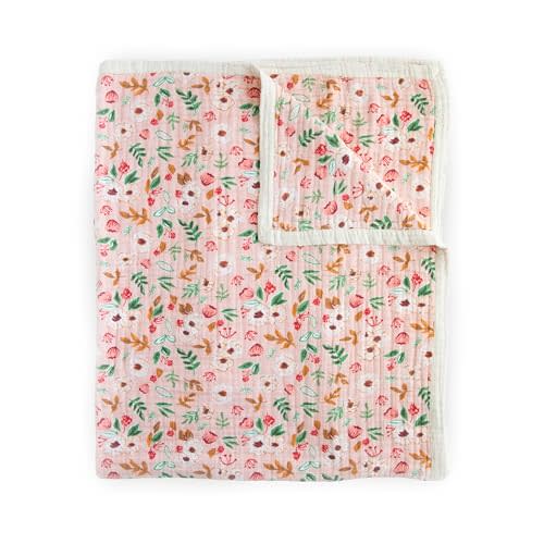Little Unicorn Premium Quilted Throw | Super Soft, Multi-Layered Muslin XL Blanket| Great for Kids & Families (Vintage Floral)