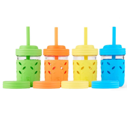 Elk and Friends | 8oz Glass Mason Jar Drinking Tumblers + Food Storage | Green/Orange/Blue/Yellow