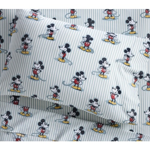 Disney Home x Sanderson Mickey Mouse Stripe Organic Toddler Bed Sheet Set