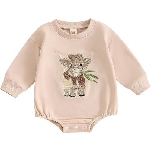 FIOMVA Baby Boy Sweatshirt Romper Fall Winter Clothes Outfits Sweater Onesie Long Sleeve Bubble Romper Bodysuit