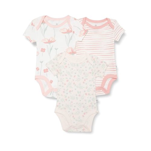 Motherhood Maternity HonestBaby 3-Pack Short Sleeve Bodysuits One-Piece 100% Organic Cotton for Infant Baby Boys, Girls, Unisex