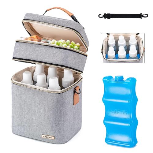 Breastmilk Cooler Bag with Ice Pack Fits 6 Baby Bottles Up to 9 Ounce