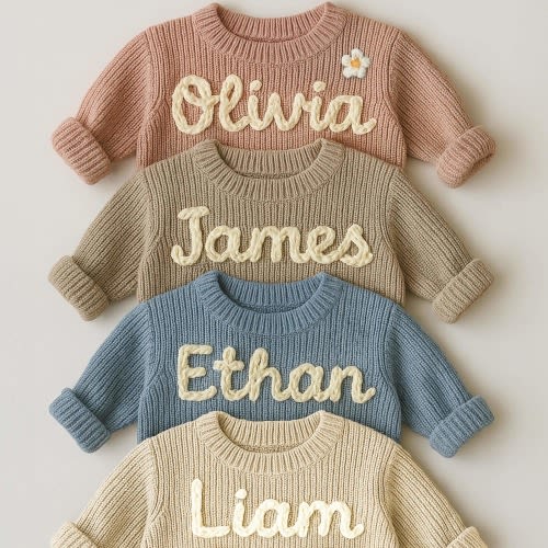 Personalized Baby Name Sweater, Custom Newborn Knit Baby Name Sweater, Baby Announcement Gifts, Baby Shower Gifts, Baby Birthday Gifts