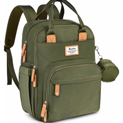 RUVALINO Diaper Bag Backpack - Multifunction Waterproof Travel Backpack, Maternity Baby Bag with Changing Pad & Stroller Ring & Pacifier Case - Travel Essentials & Baby Registry Search - Beige