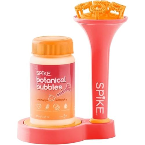 Innobaby Spike Bubble Blower with Mess Free Botanical Bubbles and Dipping Tray - Pink Color - Magic Wand Blows Oodles of Bubbles Without The Mess - Recommended for Speech, Visual & Motor Development