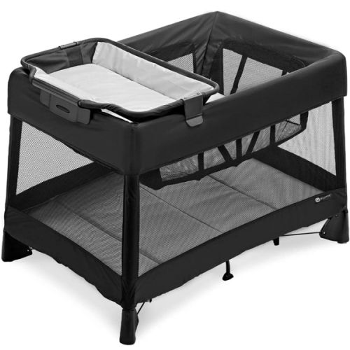 4moms Breeze Plus Portable Playard with Removable Bassinet and Baby Changing Station, Easy One-Handed Setup, from The Makers of The mamaRoo : Baby