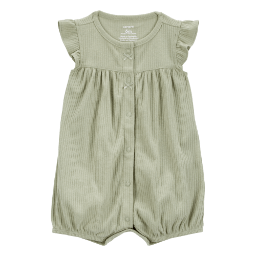 Baby Cotton Rib Short-Sleeve Romper - Green - Carter's | Carter's
