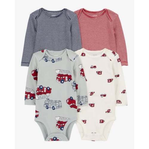 Baby 4-Pack Long-Sleeve Firetruck Bodysuits - Carter's | Carter's