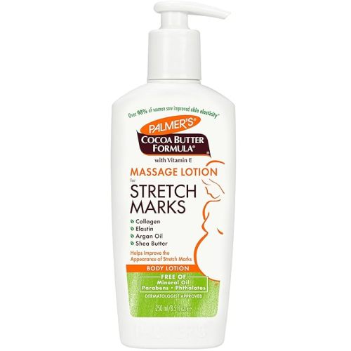 Palmer's Cocoa Butter Formula Massage Lotion For Stretch Marks, Pregnancy Skin Care, Belly Cream with Collagen, Elastin, Argan OIl and Shea Butter, 8.5 Ounces