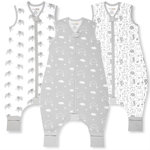 Mama Cheetah Toddler Sleep Sack with Feet, 0.5 TOG Organic Cotton Baby Wearable Blankets with Legs, Baby Sleeping Bag for Walkers, Early Walker 6-18 Month, 3-Pack