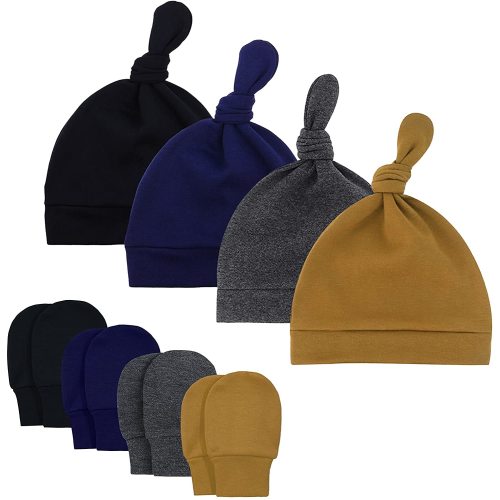 Zando Baby Hat Mittens Newborn Hats for Boys Baby Hats 0-6 Months Winter Beanie Caps 3 Pack 2 0-6 Months