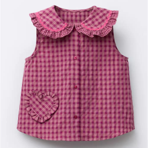 GINGHAM RUFFLE BLOUSE - Fuchsia | ZARA United States