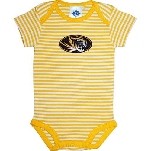 Mizzou Infant Tiger Head White & Gold Striped Gold Onesie