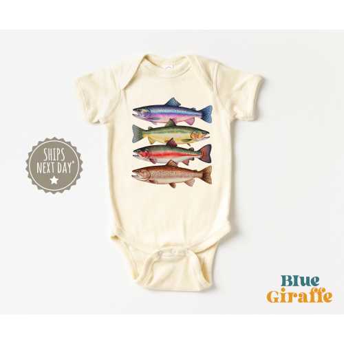 Colorful Trout Fish Baby Onesie