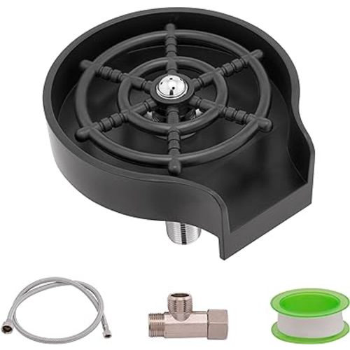 Asani Glass Rinser for Kitchen Sink, Baby Bottle Cleaner with 5 High-Pressure Nozzles, Cup Washer for Sink with Hose, T-Adapter, Tape, and Rubber Gasket, Must Have Kitchen Sink Accessories