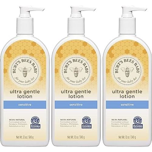 Burt's Bees Baby Ultra Gentle Lotion with Aloe for Sensitive Skin, Pediatrician Tested, 99.0% Natural Origin, Pack of 3