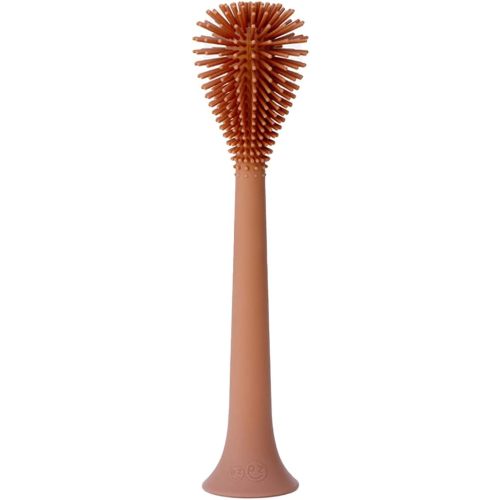 ezpz Bottle Brush Cleaner (Sienna) - 100% Silicone Reusable Durable Long-Lasting Brush with Suction Base for Cleaning Dishes, Cookware and Feeding Accessories