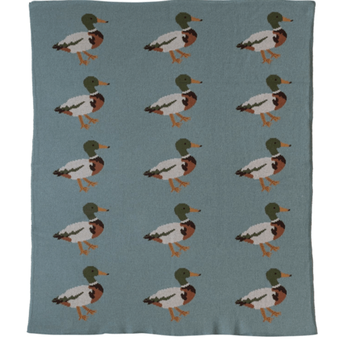 Cotton Knit Baby Blanket w/ Ducks