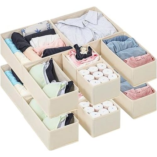 12 Pack Drawer Organizers for Baby Clothes, Foldable Drawer Dividers Storage Bins Fabric Closet Cloth Storage Box for Underwear, Folded Clothes, Baby Clothing, Socks, Bra, Towels, Ties