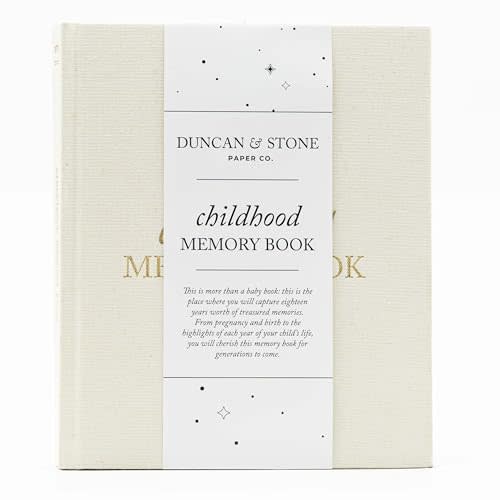Childhood Memory Book - Elegant Memory Book For Kids Till Age 18 W/Guided Prompts, Space for Photos & More - Childhood Memory Journal (175 Pages, Cream)