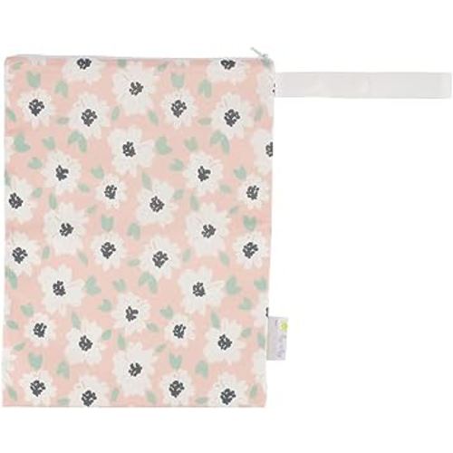 Itzy Ritzy Sealed Wet Bag with Handle – Wet Bag for Travel, Swimsuits, Cloth Diapers, Gym Clothes & Toiletries - Washable & Reusable with Water Resistant Lining - Measures 11” x 14” (Playful Petals)