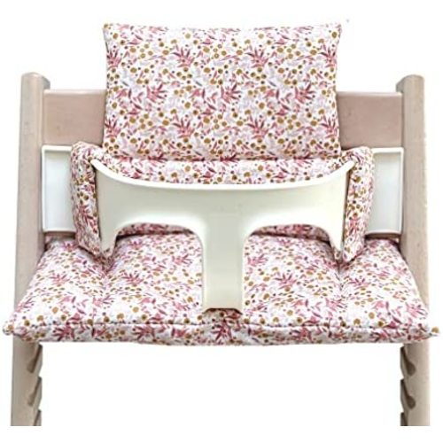 Blausberg Baby Seat Cushion Set Washable Compatible with Stokke Tripp Trapp High Chair Materials Oek-Tex Standard Certified Made in Germany (Flower Meadow Pink Blush Washable)