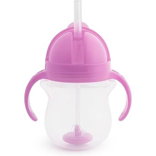 Munchkin® Any Angle™ Weighted Straw Trainer Sippy Cup with Click Lock™ Spill Proof Lid, 7 Ounce, Purple