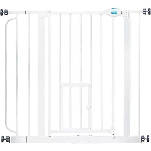 Carlson 29.5–36.5” Extra Wide Dog Gate with Small Pet Door, Walk-Through Pressure Mounted Metal Indoor Pet Safety Gate, Tested and Trusted by Pet Parents, American Designed, American Owned