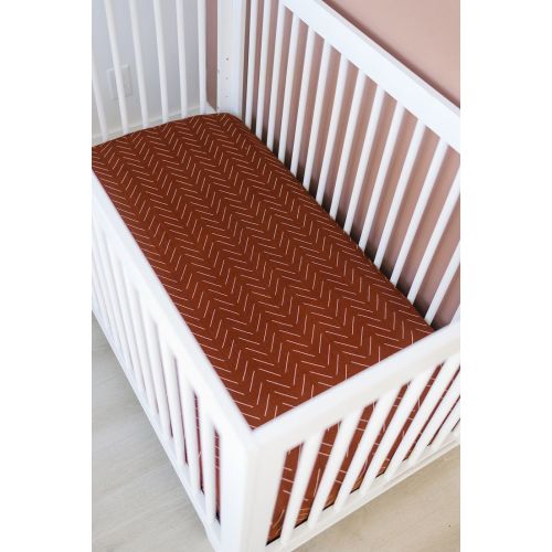 Rust Mudcloth Crib Sheet